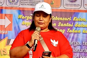 Ketua PHBN RW9 saat memberikan sambutan dan laporannya dihadapan peserta jalan santai